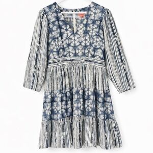 Not So Serious Medium Anthropologie‎ Tie Dye Blue Fit Flare Dress Festival Boho